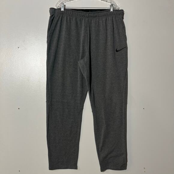 Nike Dri-Fit Black Swoosh Straight Leg Dark Gray Activewear Sweatpants Men’s XXL - Picture 1 of 7